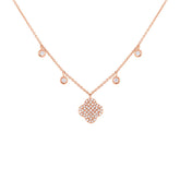 0.24ct 14k Rose Gold Diamond Clover Necklace